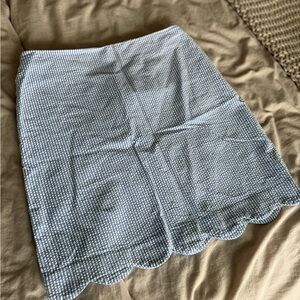 Scalloped Hem Striped Mini Skirt - Blue